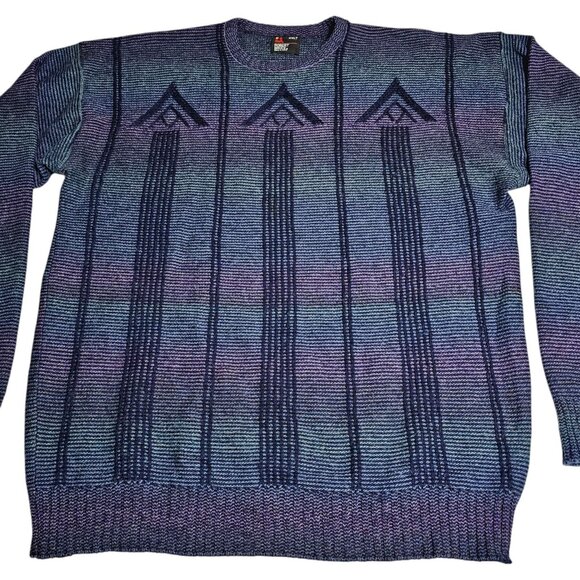 Vintage Robert Bruce Sweater Mens XXLT Wool Blend Blue Purple Gradient USA Union - Picture 2 of 7